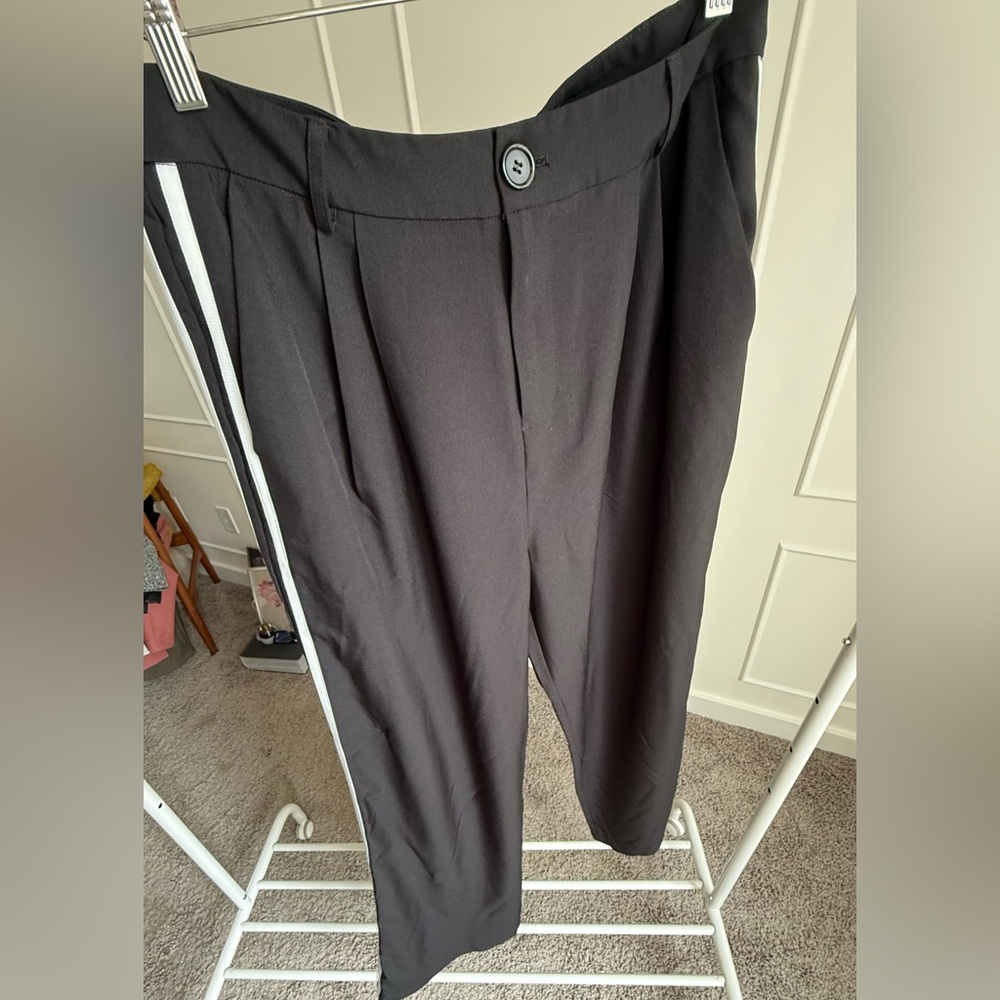 Commense Charcoal Pants with Silver Button